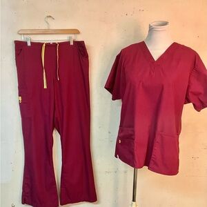 Burgundy WonderWink Scrubs Set